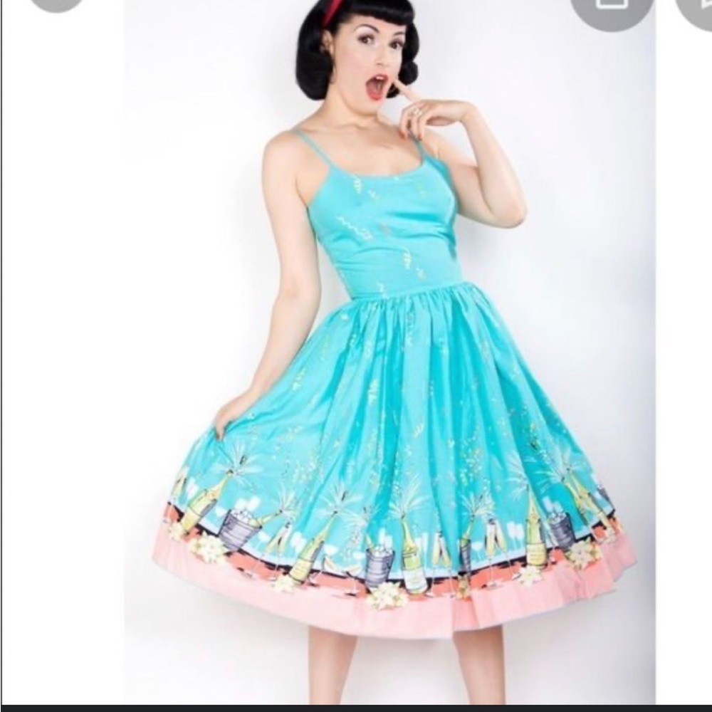 Bernie Dexter Pinup style dress New Years and Celebration print with Pockets